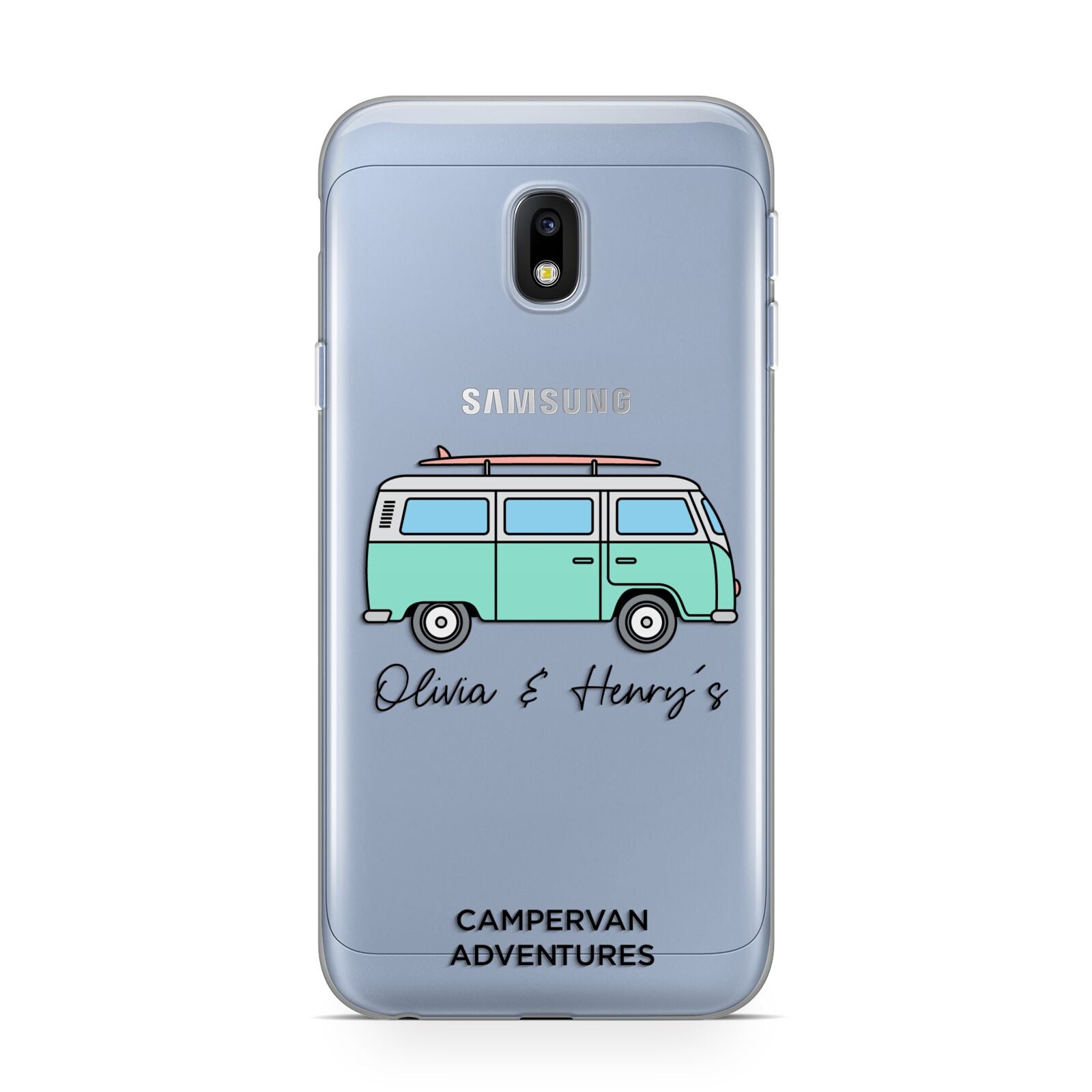 Blue Personalised Campervan Adventures Samsung Galaxy J3 2017 Case