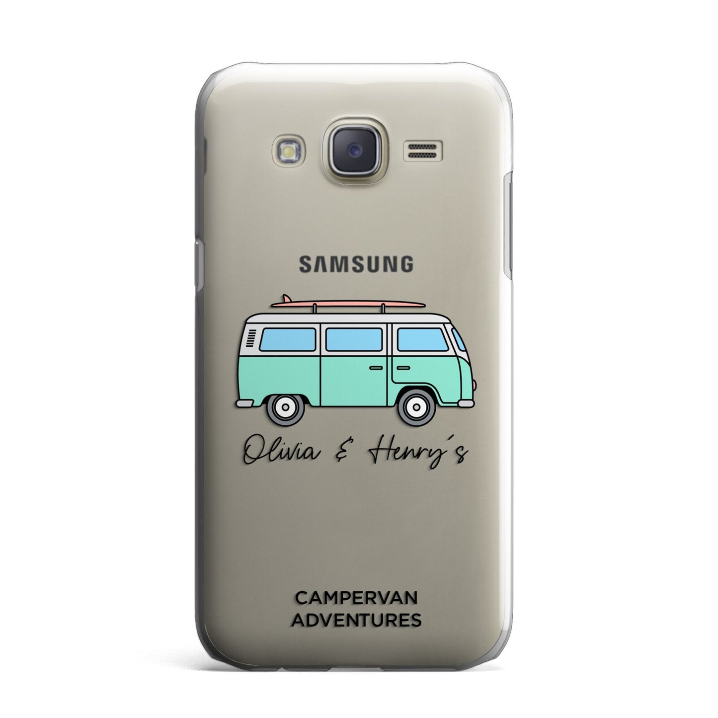 Blue Personalised Campervan Adventures Samsung Galaxy J7 Case