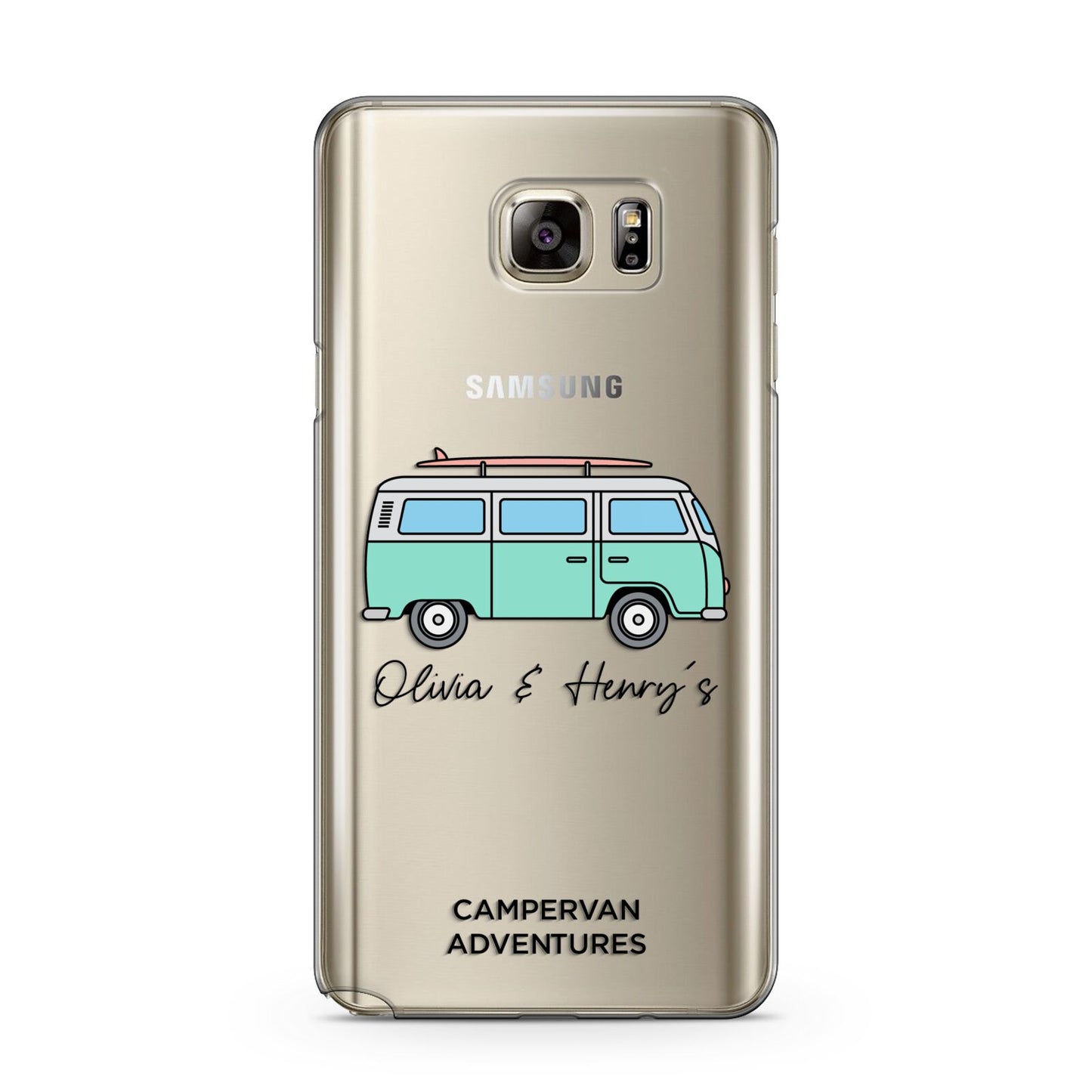 Blue Personalised Campervan Adventures Samsung Galaxy Note 5 Case