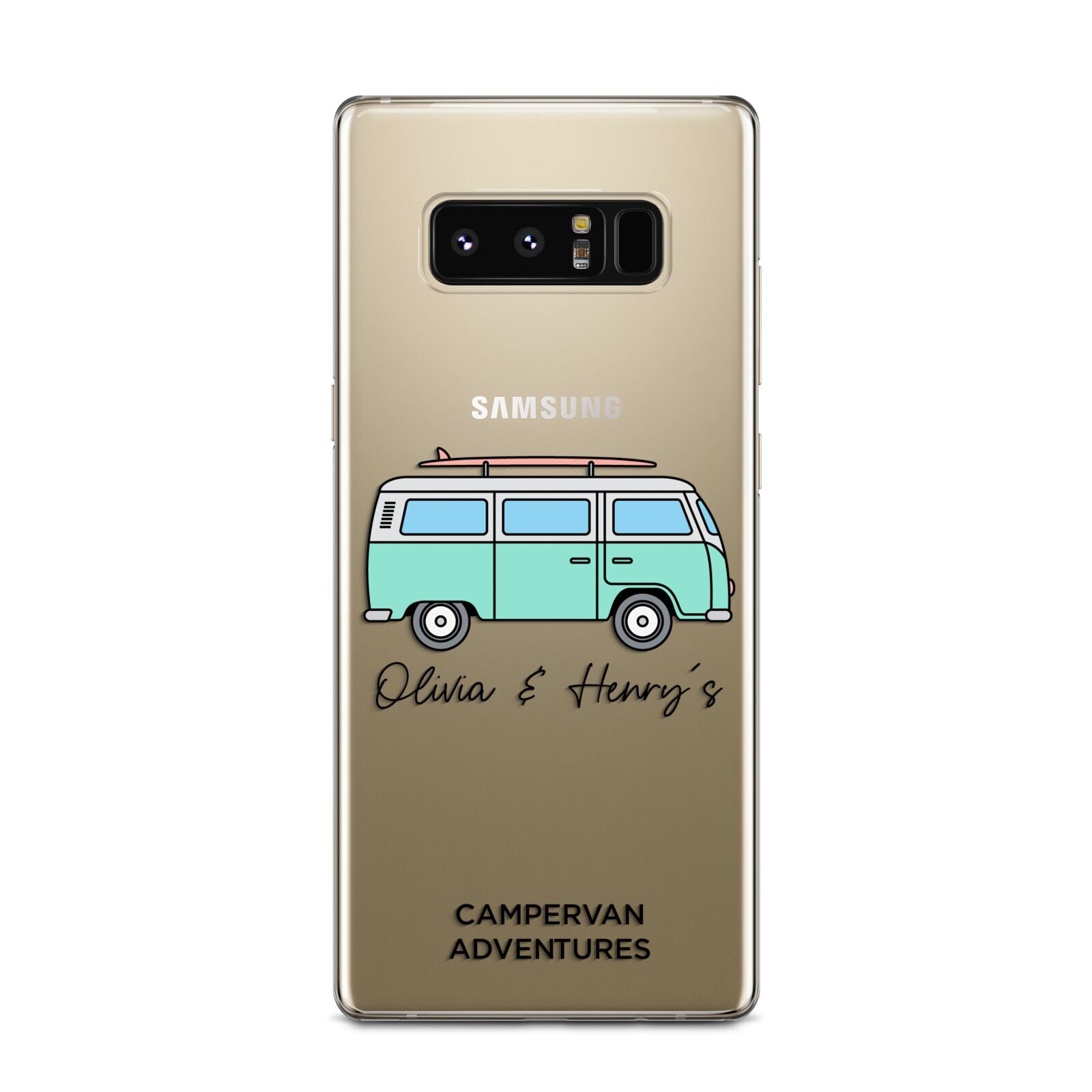 Blue Personalised Campervan Adventures Samsung Galaxy Note 8 Case