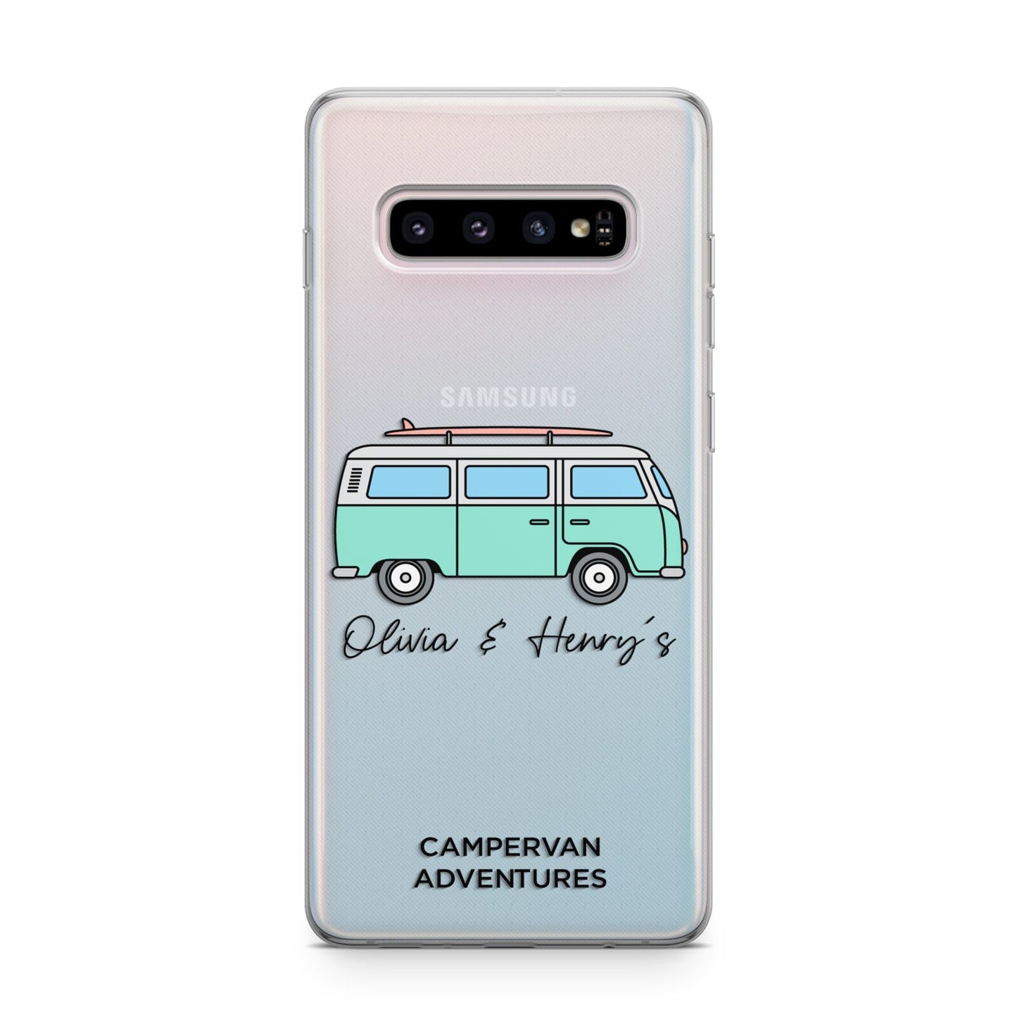 Blue Personalised Campervan Adventures Samsung Galaxy S10 Plus Case