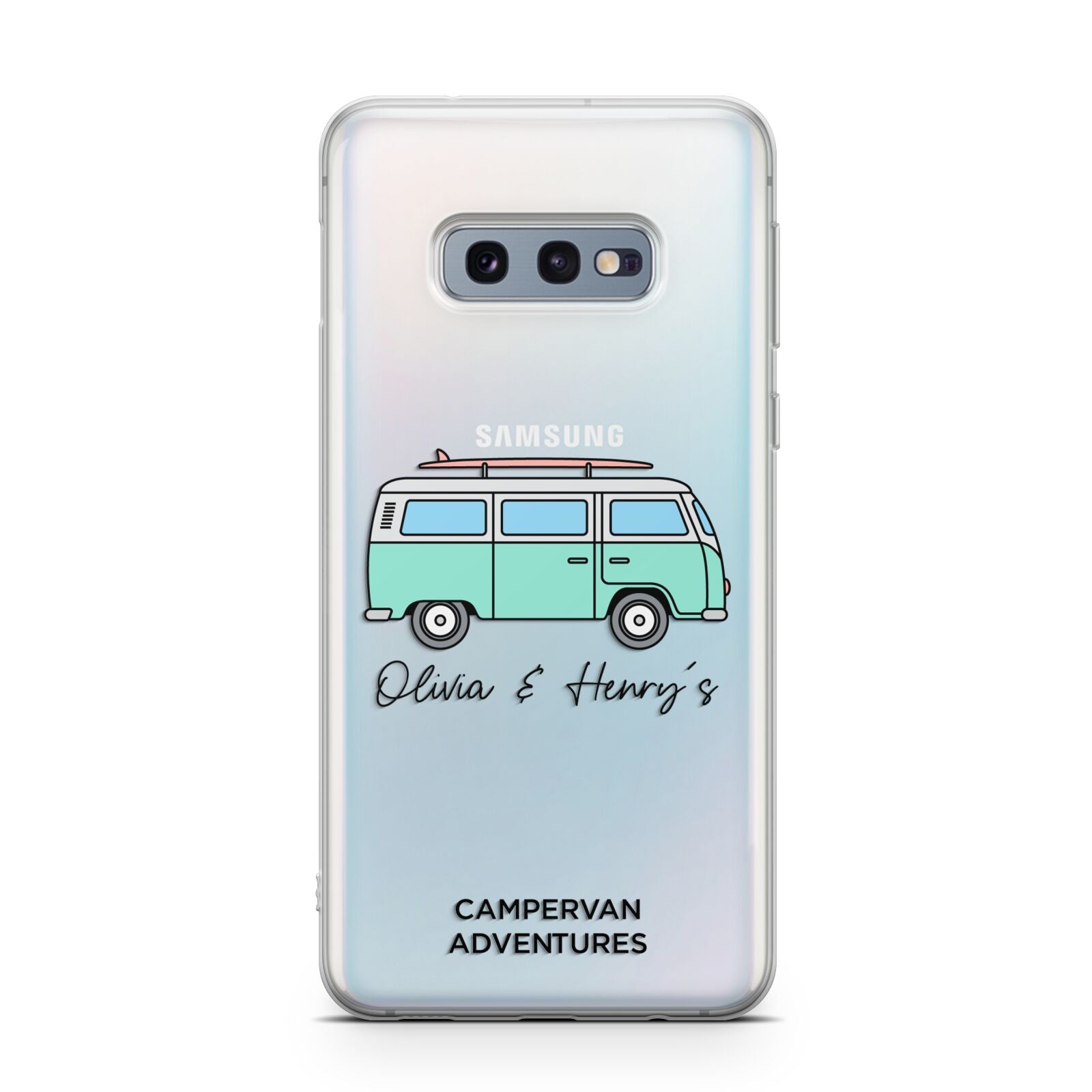 Blue Personalised Campervan Adventures Samsung Galaxy S10E Case