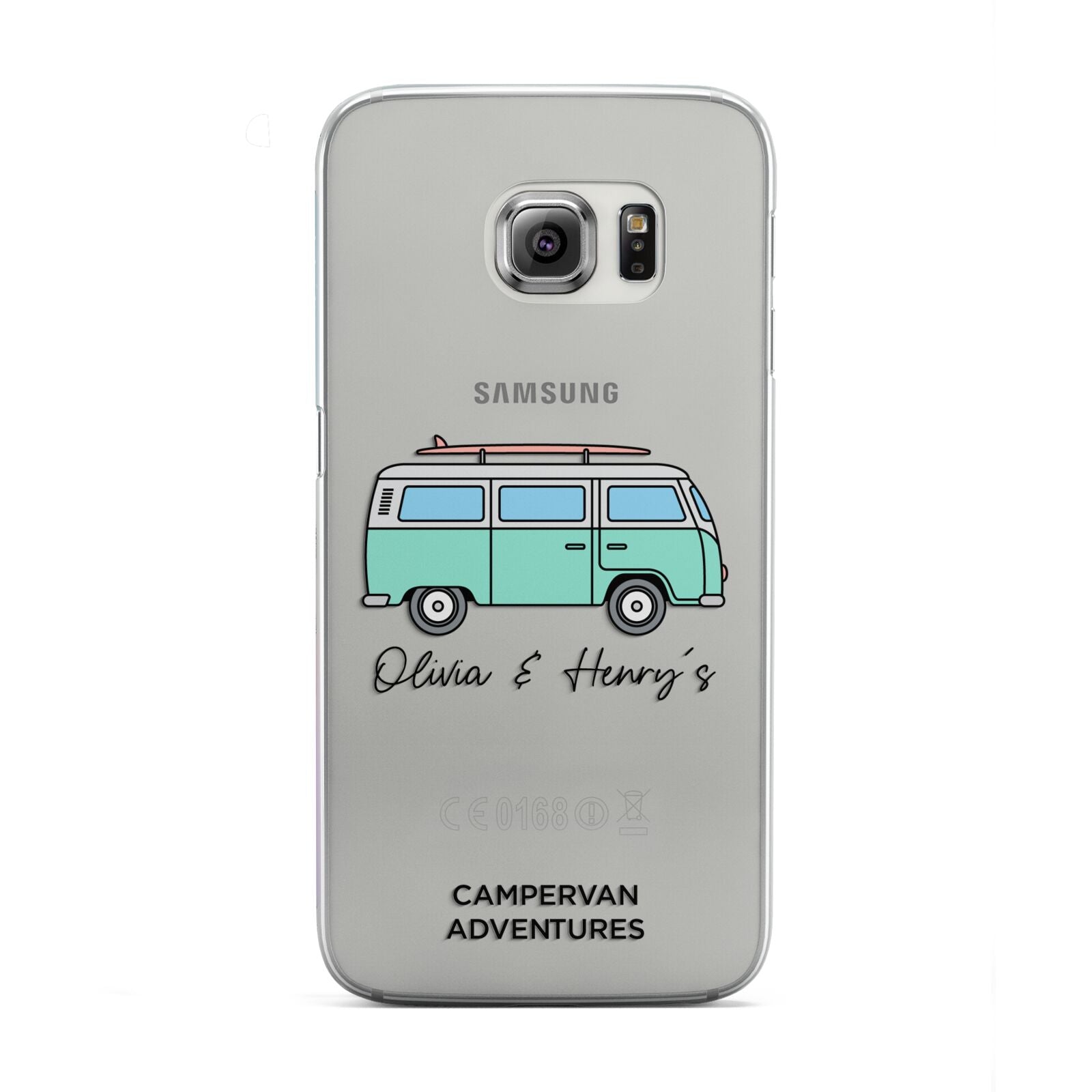 Blue Personalised Campervan Adventures Samsung Galaxy S6 Edge Case