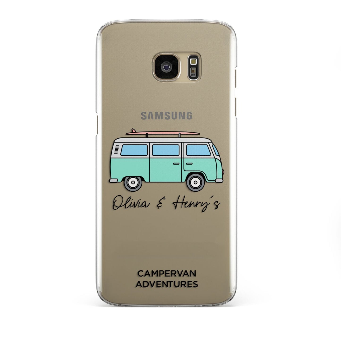 Blue Personalised Campervan Adventures Samsung Galaxy S7 Edge Case