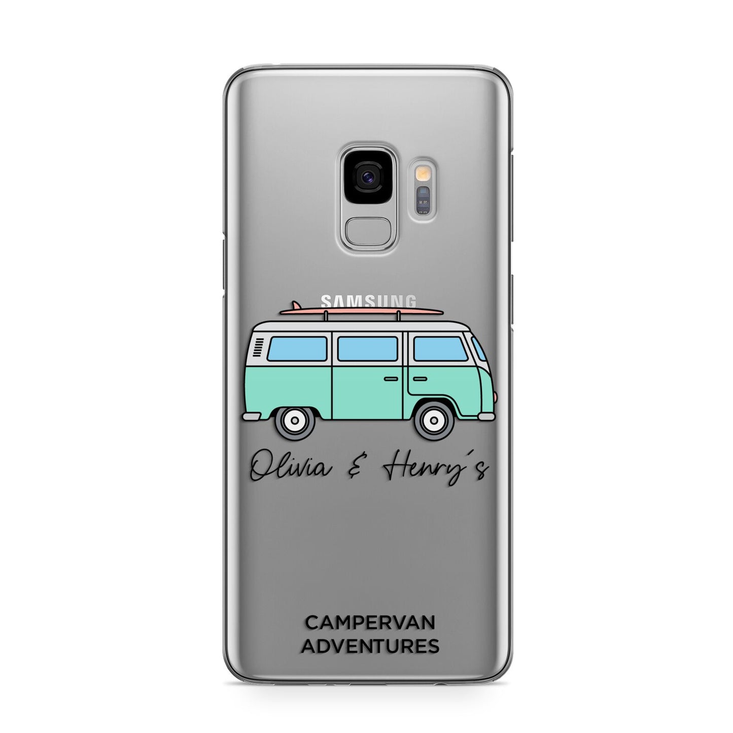 Blue Personalised Campervan Adventures Samsung Galaxy S9 Case