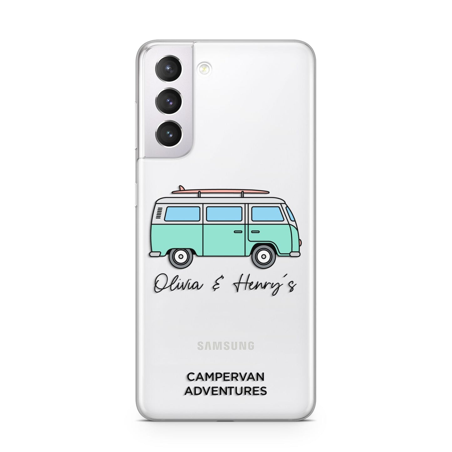 Blue Personalised Campervan Adventures Samsung S21 Case