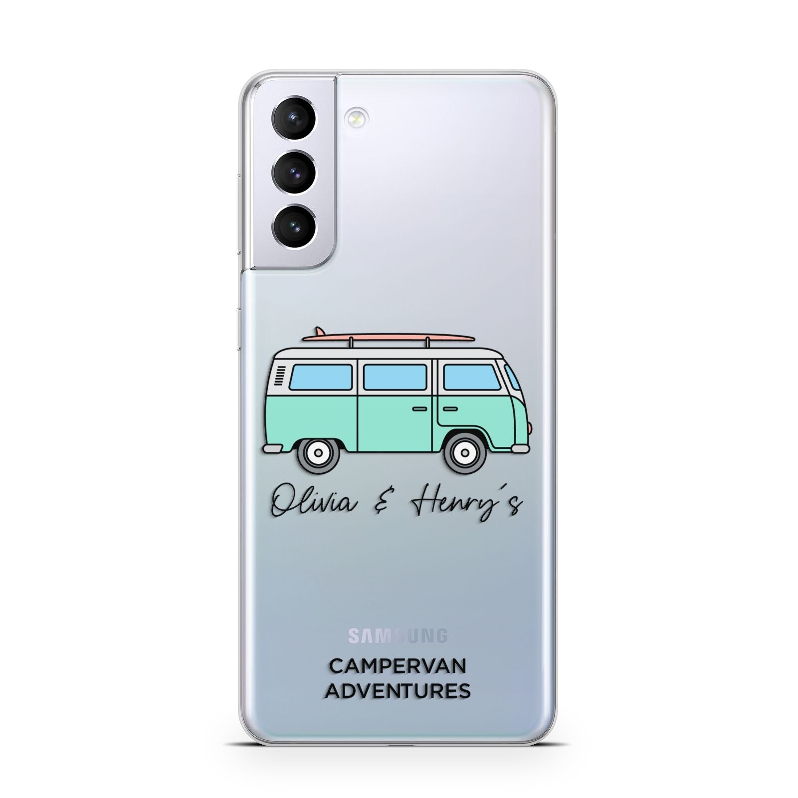 Blue Personalised Campervan Adventures Samsung S21 Plus Case