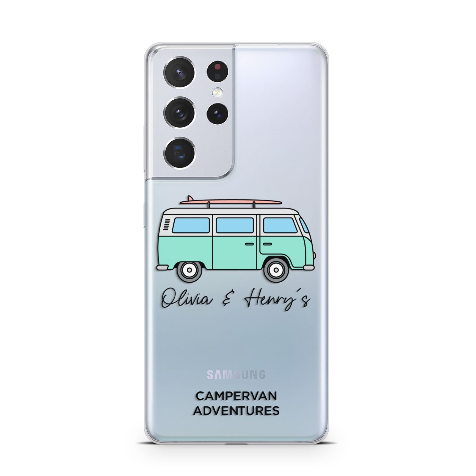 Blue Personalised Campervan Adventures Samsung S21 Ultra Case