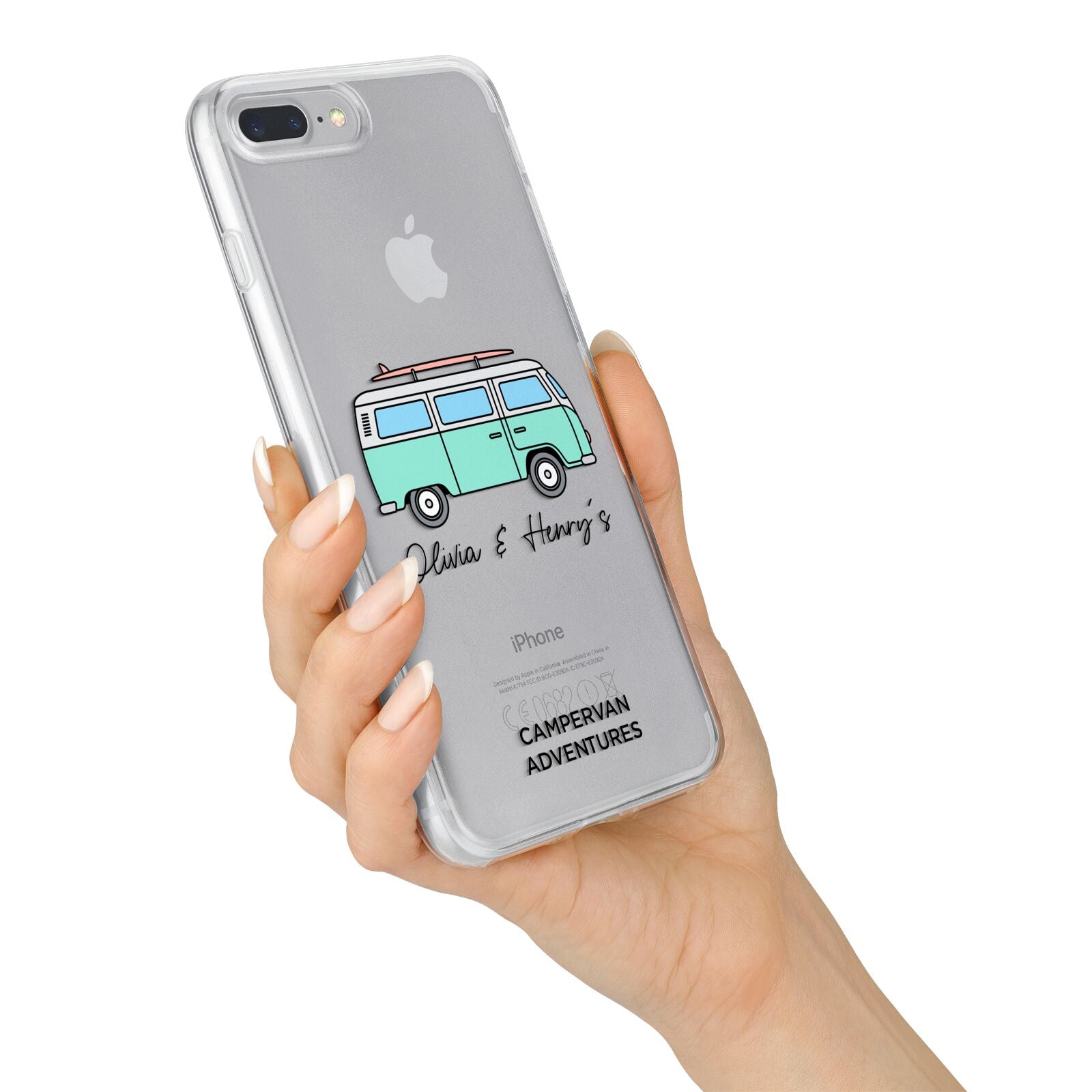 Blue Personalised Campervan Adventures iPhone 7 Plus Bumper Case on Silver iPhone Alternative Image