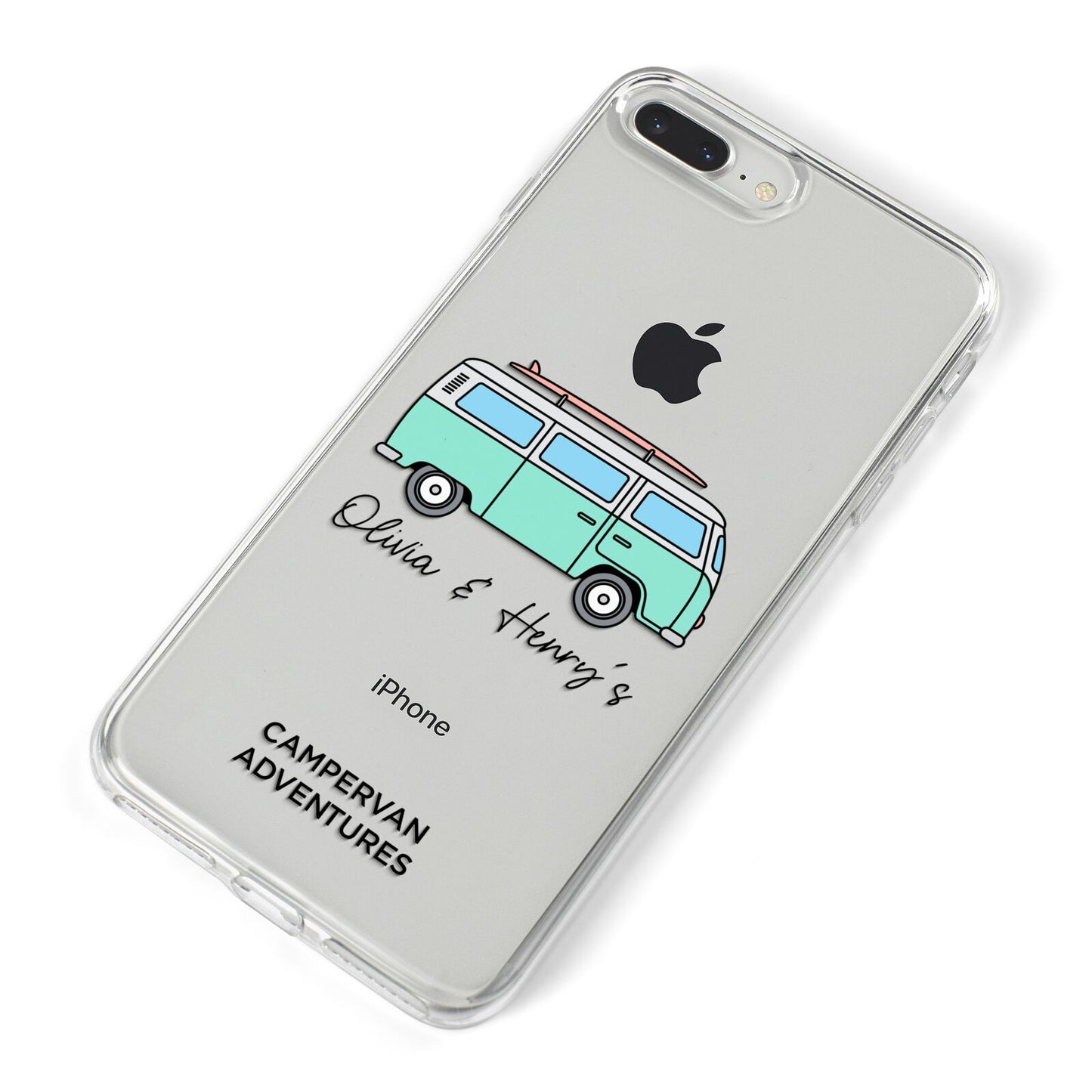 Blue Personalised Campervan Adventures iPhone 8 Plus Bumper Case on Silver iPhone Alternative Image