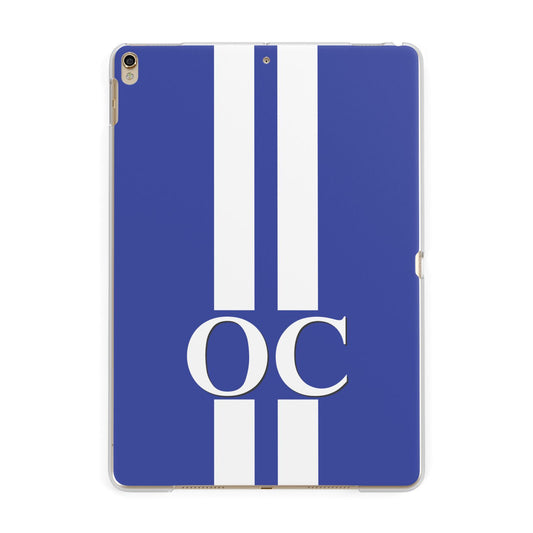 Blue Personalised Initials Apple iPad Gold Case