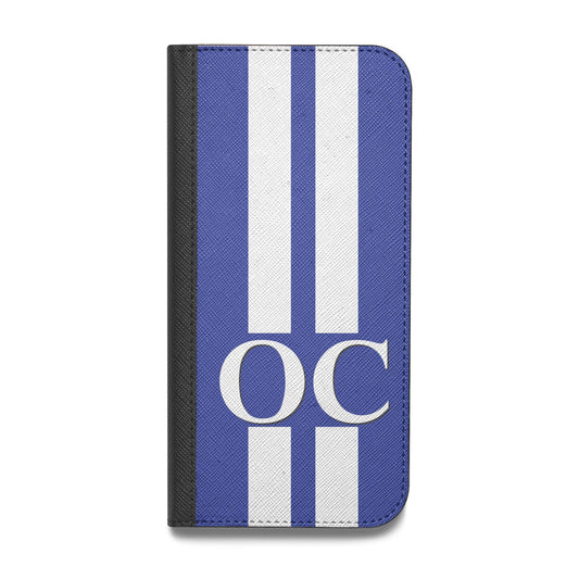 Blue Personalised Initials Vegan Leather Flip Samsung Case