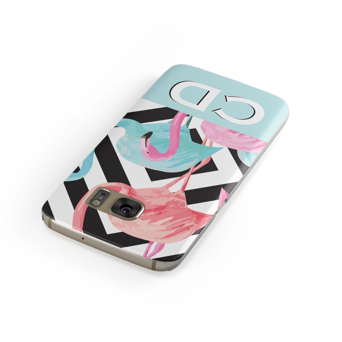 Blue Pink Flamingos Samsung Galaxy Case Front Close Up