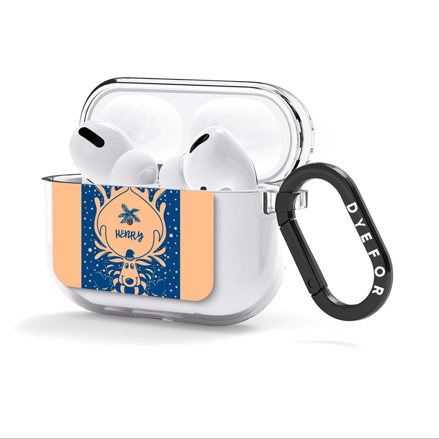 Blue Reindeer Personalised AirPods Clear Case 3rd Gen Side Image