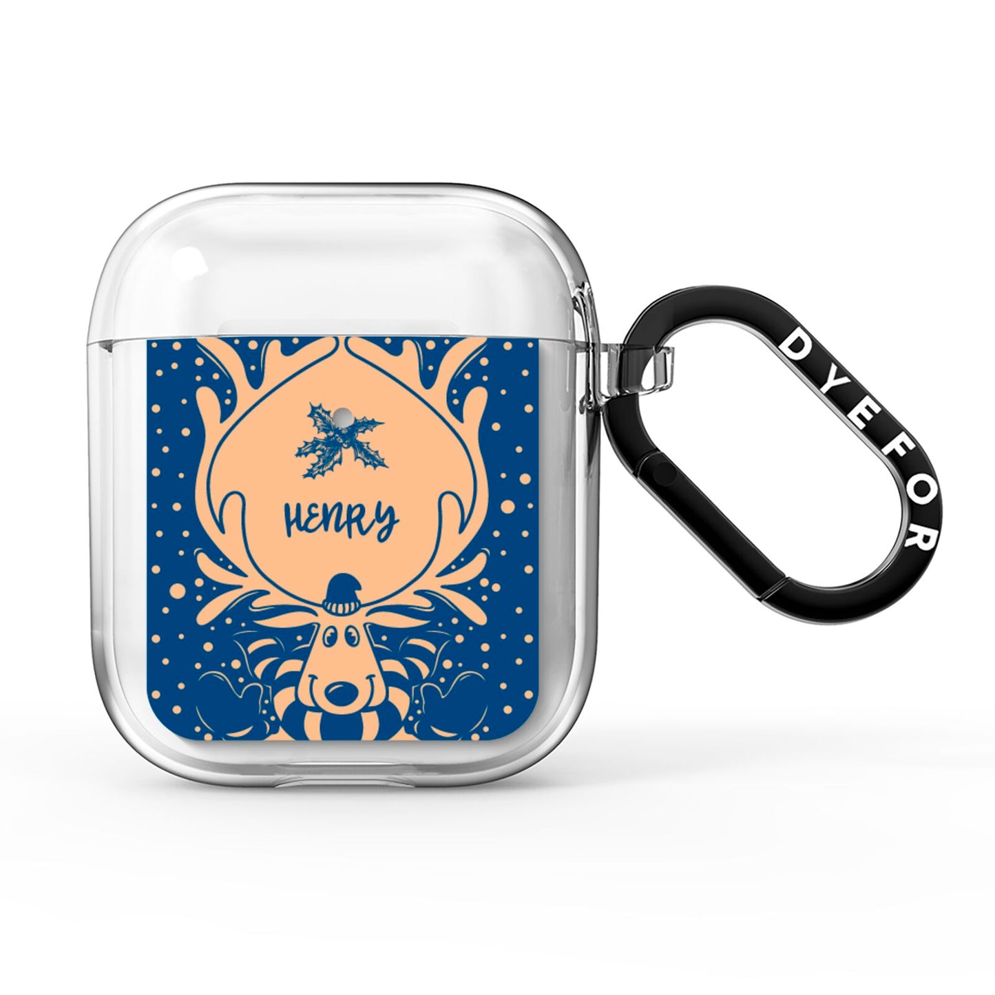 Blue Reindeer Personalised AirPods Clear Case