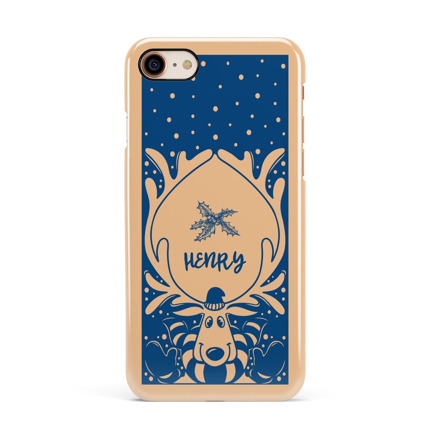 Blue Reindeer Personalised Apple iPhone 7 8 3D Snap Case