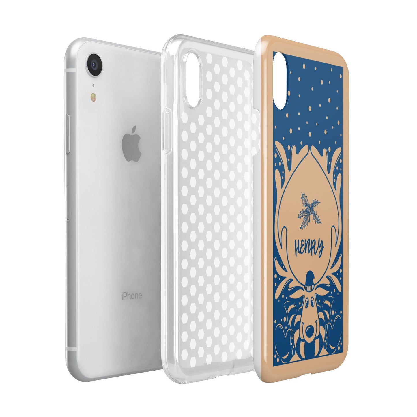 Blue Reindeer Personalised Apple iPhone XR White 3D Tough Case Expanded view