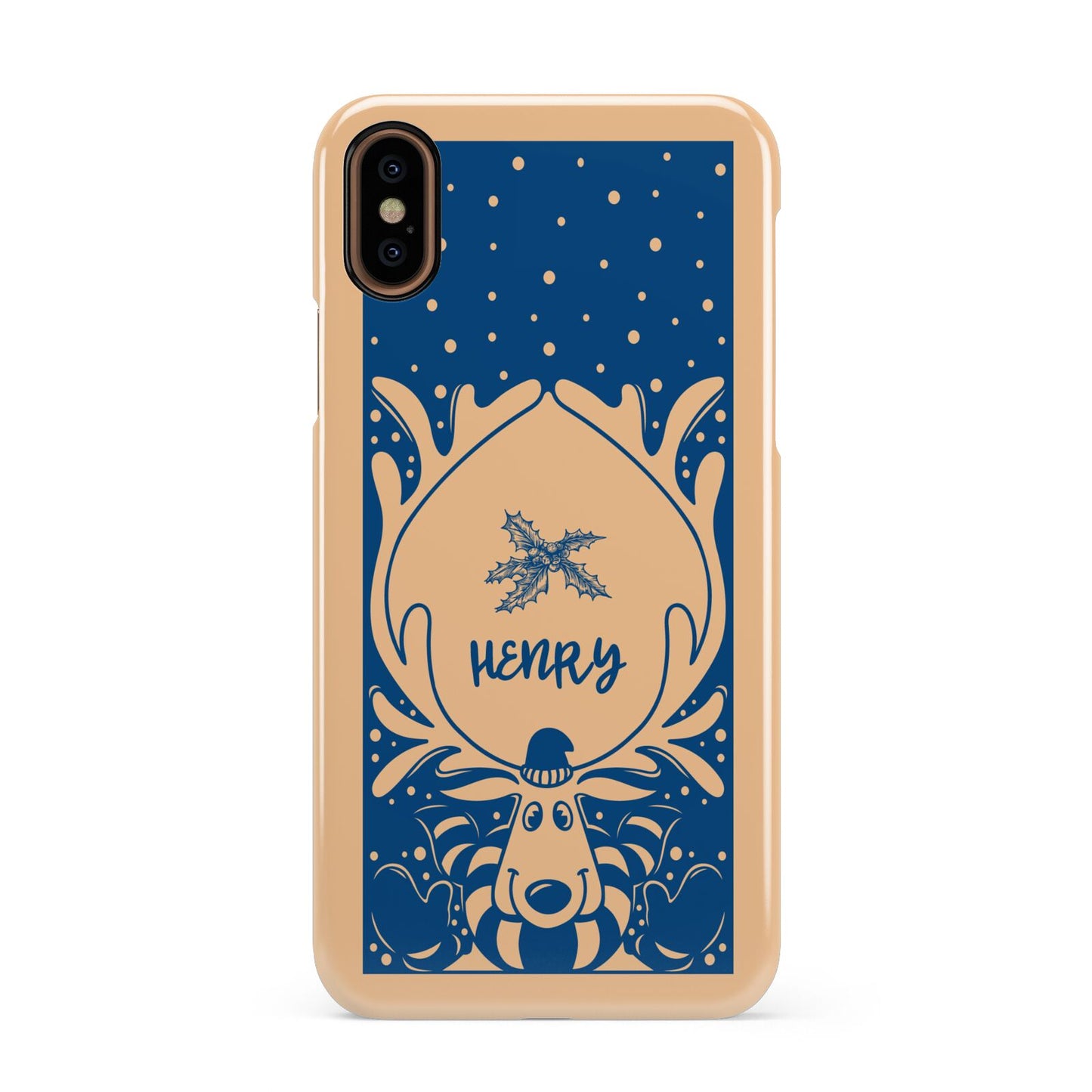 Blue Reindeer Personalised Apple iPhone XS 3D Snap Case