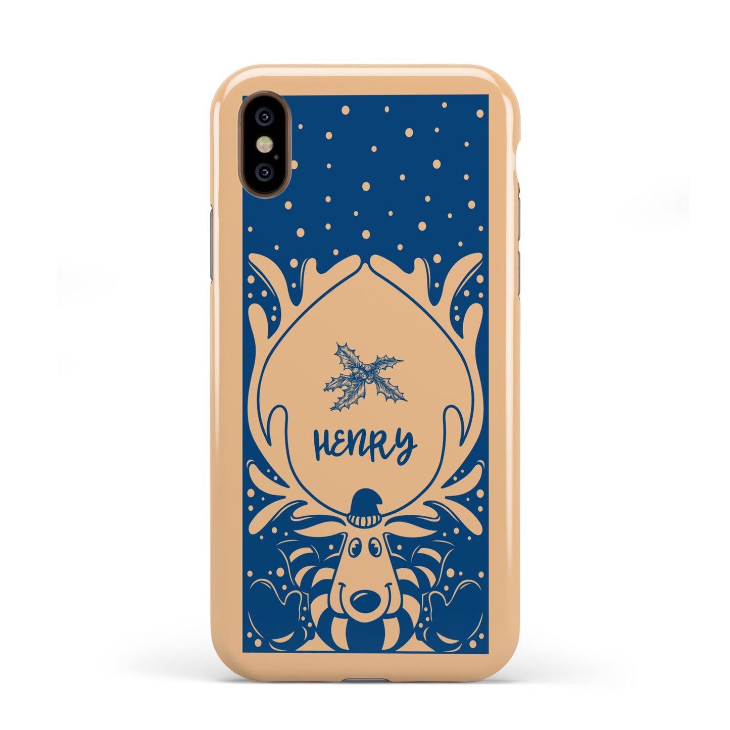 Blue Reindeer Personalised Apple iPhone XS 3D Tough