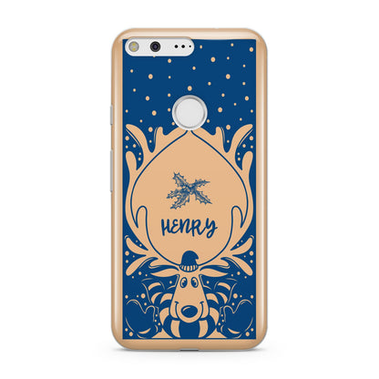 Blue Reindeer Personalised Google Pixel Case