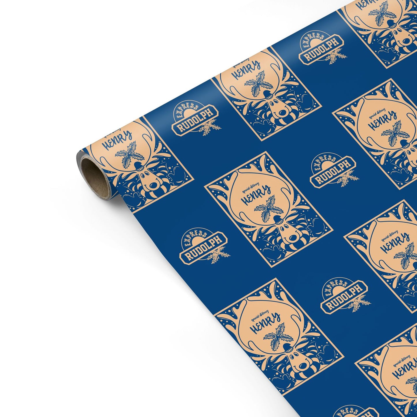 Blue Reindeer Personalised Personalised Gift Wrap