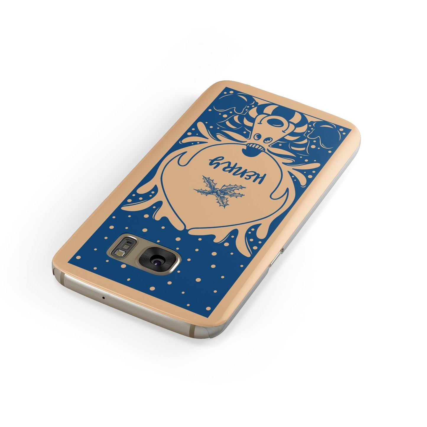 Blue Reindeer Personalised Samsung Galaxy Case Front Close Up