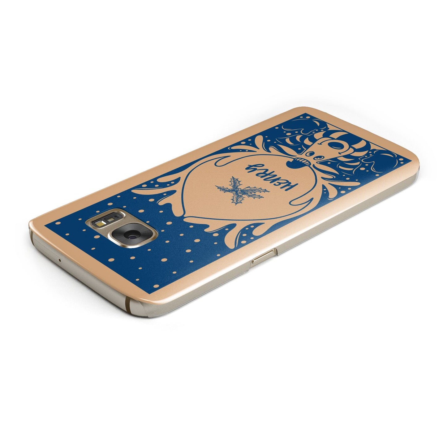 Blue Reindeer Personalised Samsung Galaxy Case Top Cutout