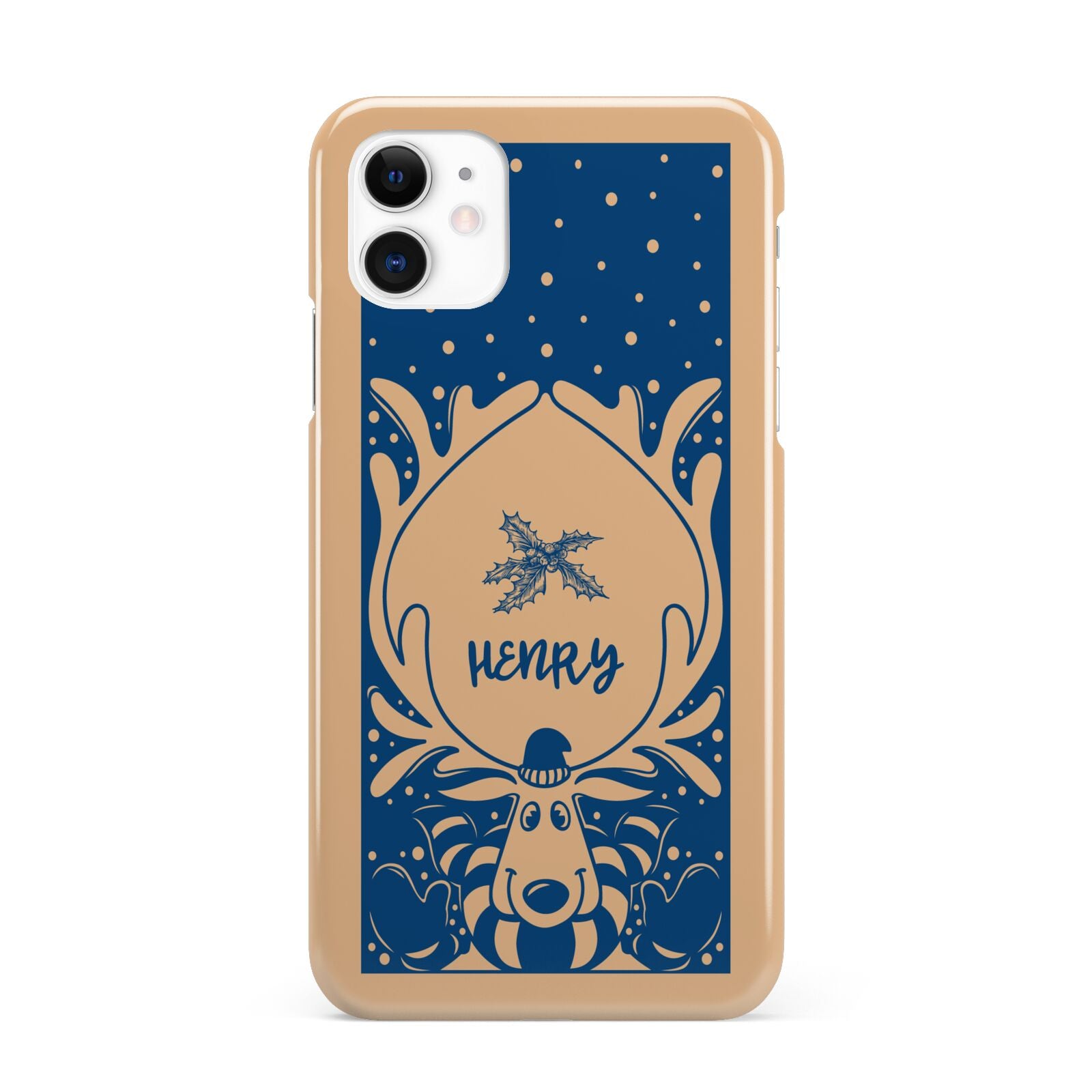 Blue Reindeer Personalised iPhone 11 3D Snap Case