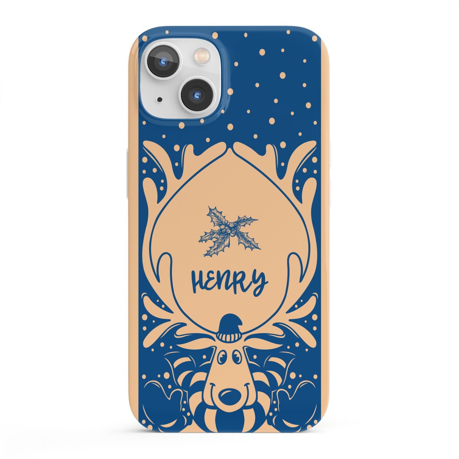 Blue Reindeer Personalised iPhone 13 Full Wrap 3D Snap Case