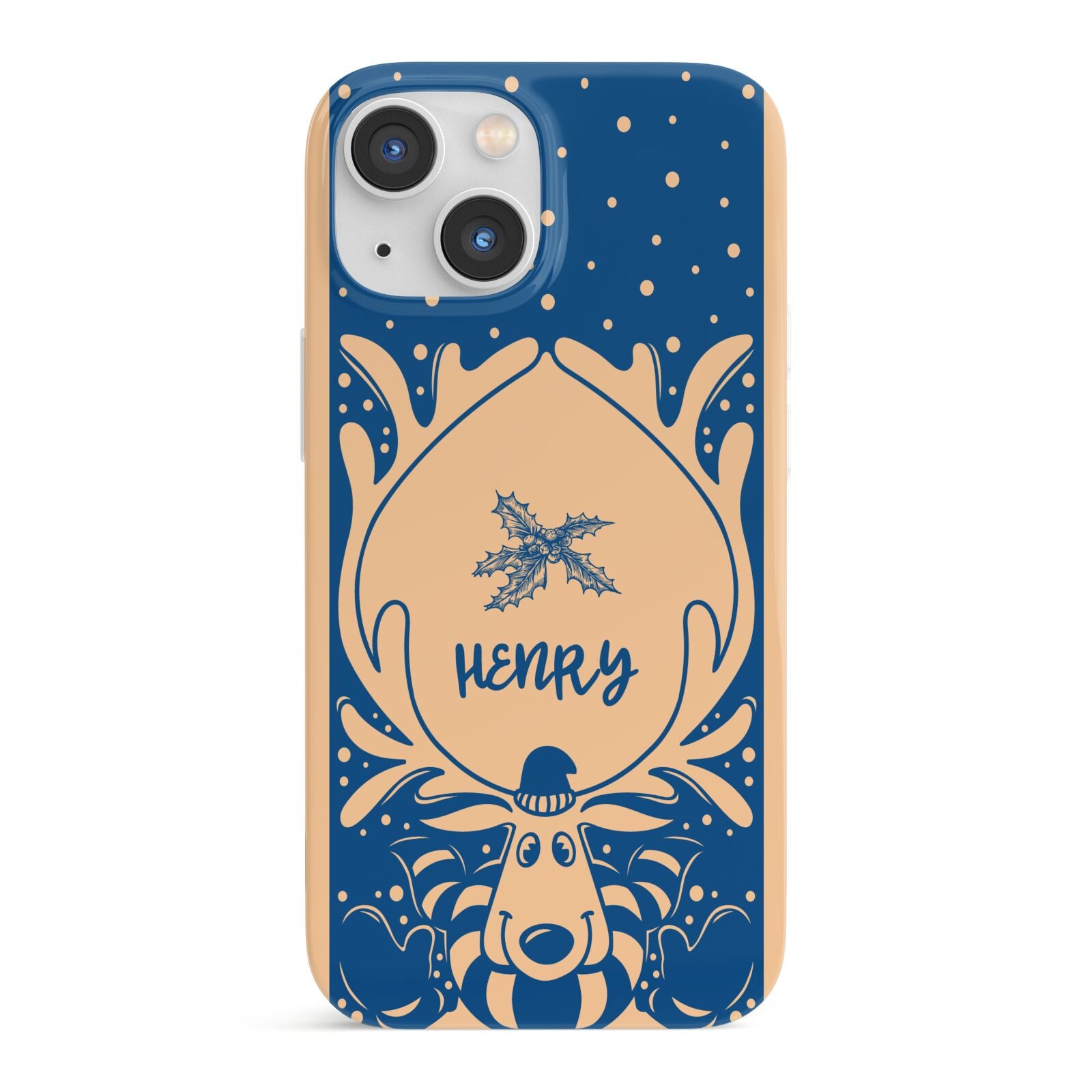 Blue Reindeer Personalised iPhone 13 Mini Full Wrap 3D Snap Case