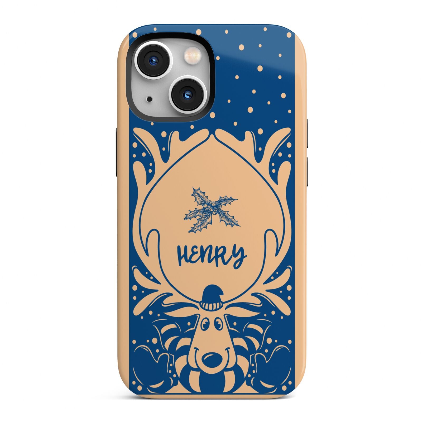 Blue Reindeer Personalised iPhone 13 Mini Full Wrap 3D Tough Case