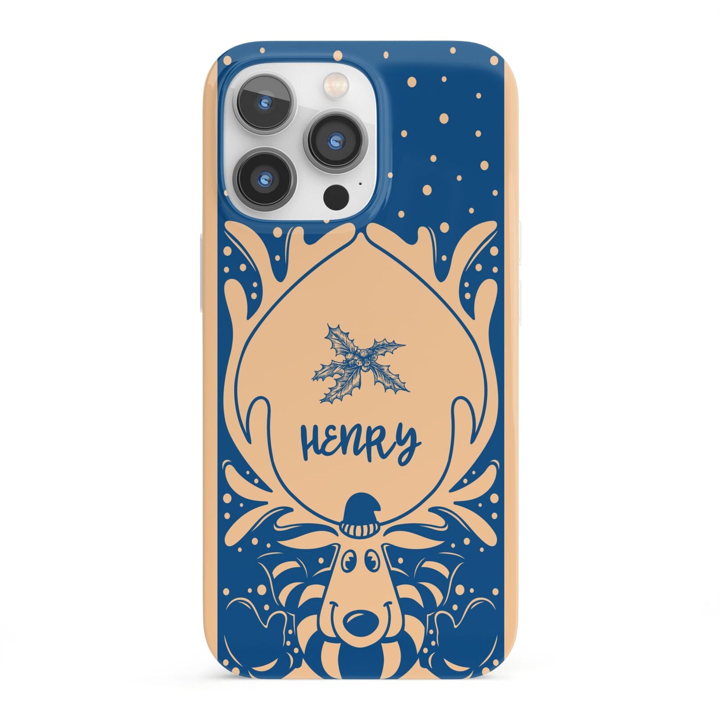 Blue Reindeer Personalised iPhone 13 Pro Full Wrap 3D Snap Case