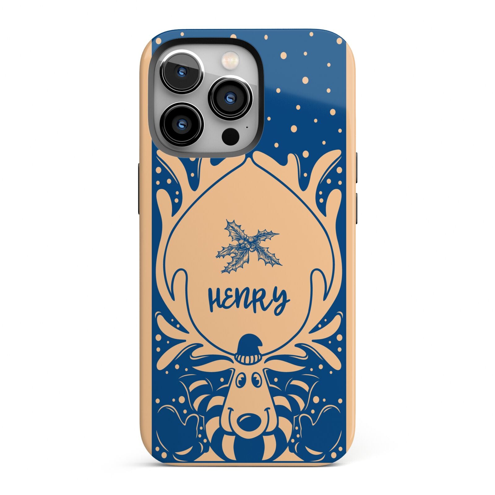 Blue Reindeer Personalised iPhone 13 Pro Full Wrap 3D Tough Case