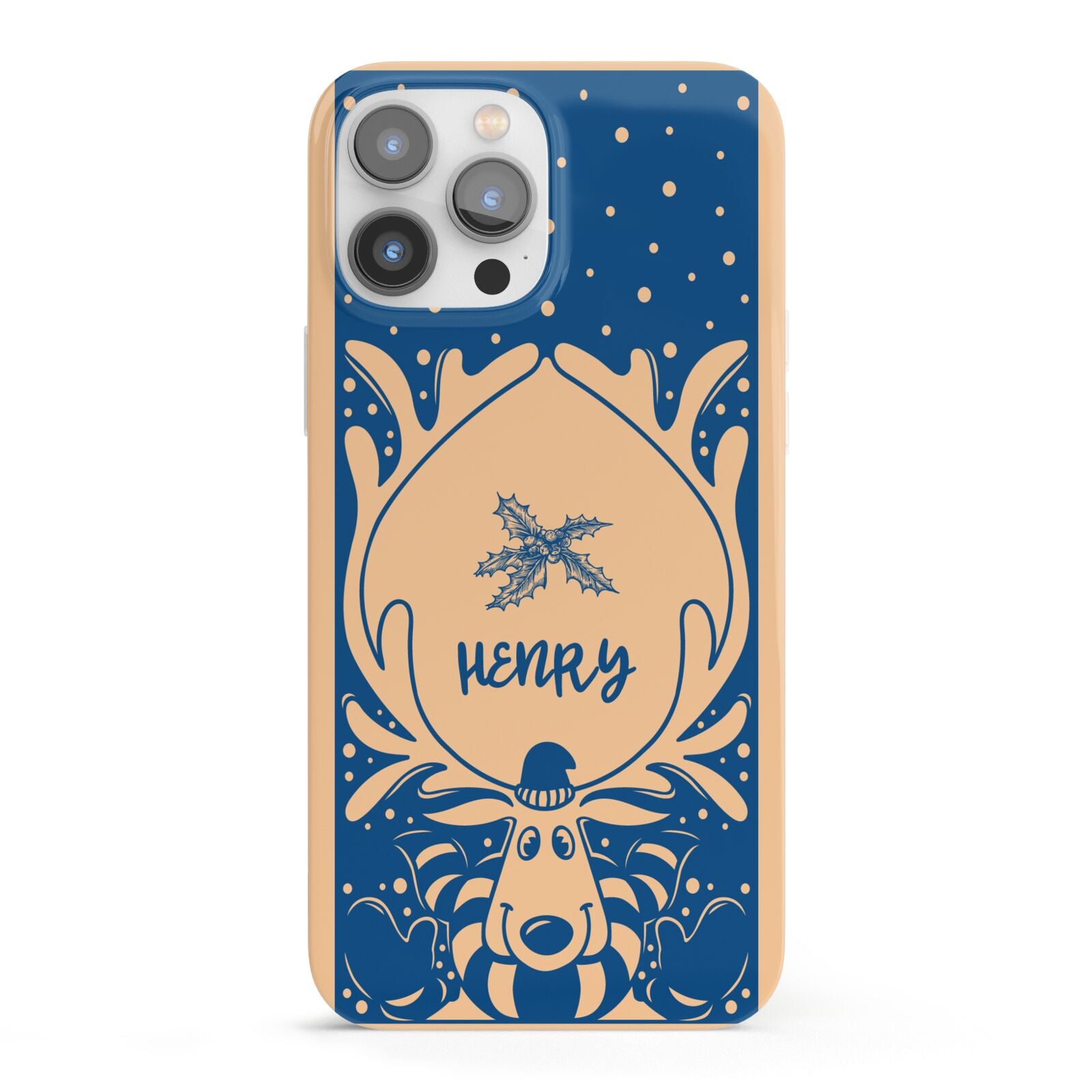 Blue Reindeer Personalised iPhone 13 Pro Max Full Wrap 3D Snap Case