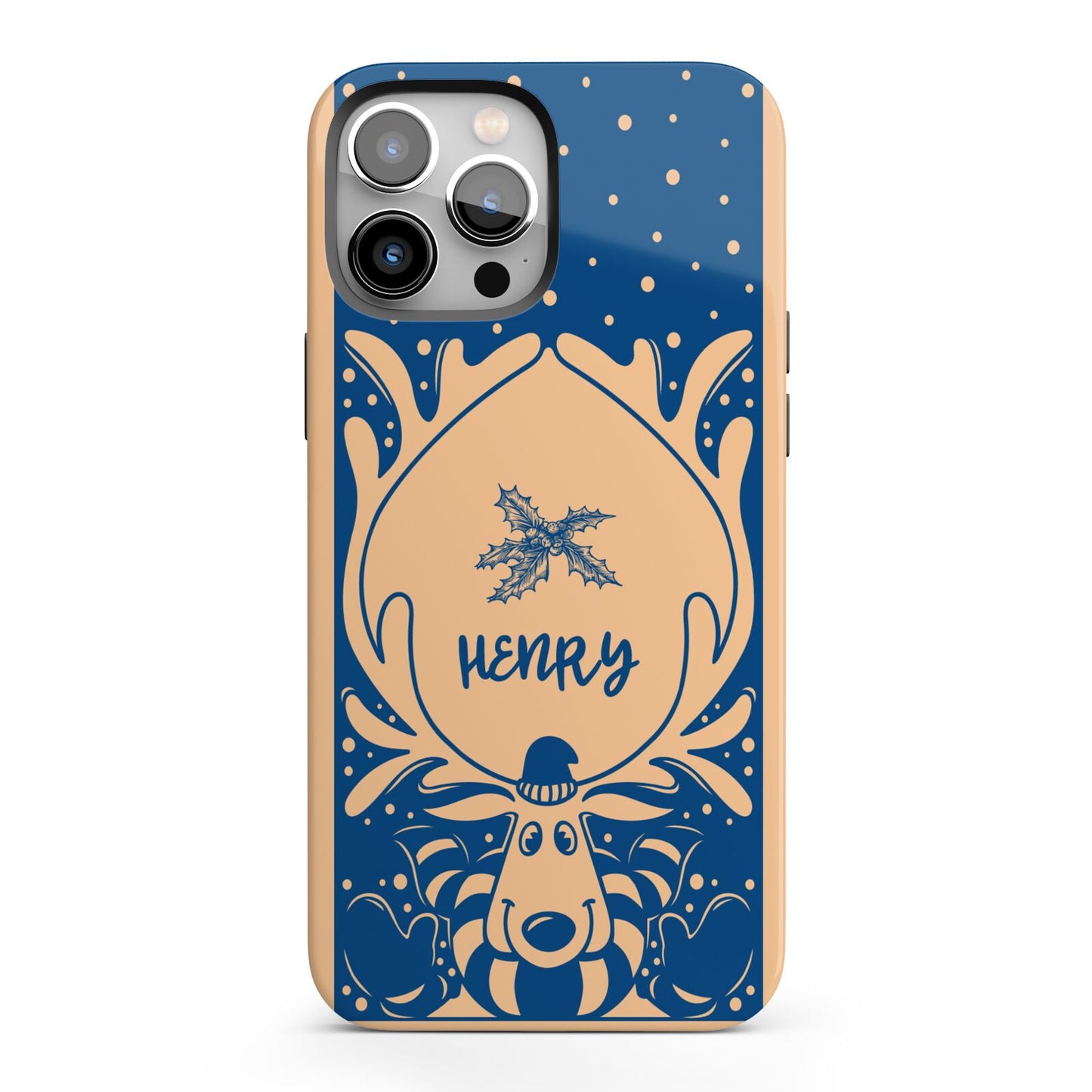 Blue Reindeer Personalised iPhone 13 Pro Max Full Wrap 3D Tough Case