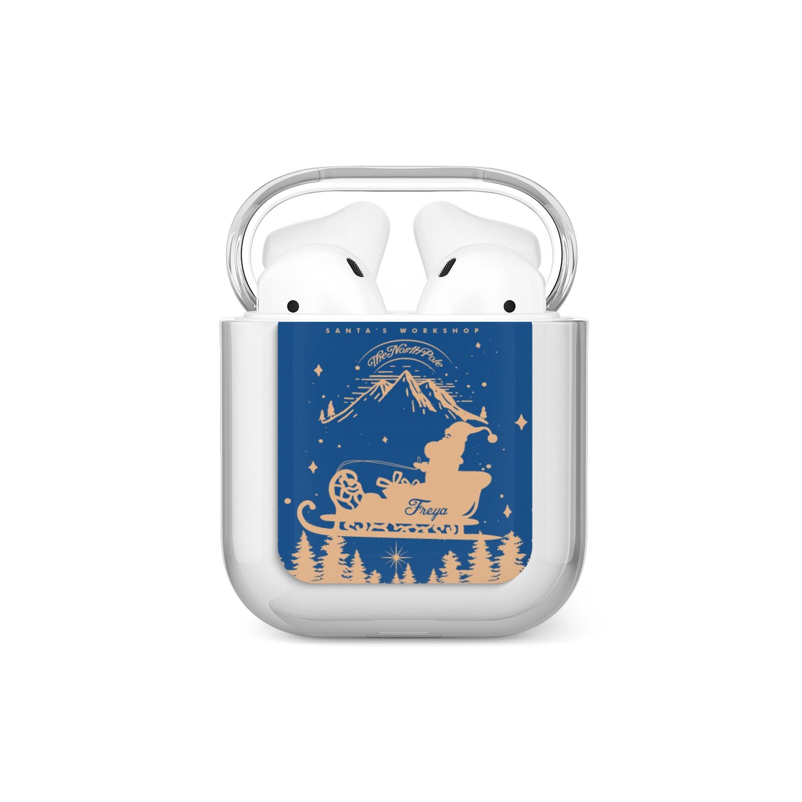 Blue Santas Sleigh Personalised AirPods Case