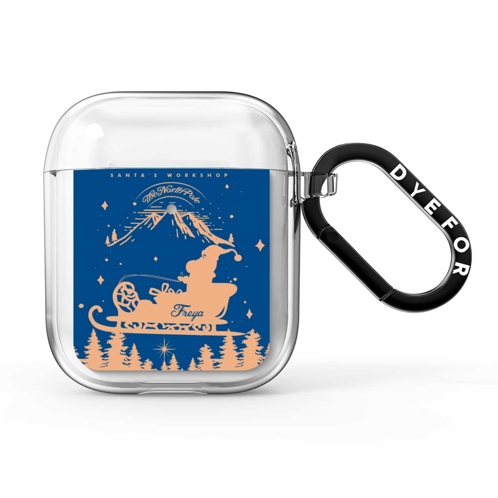 Blue Santas Sleigh Personalised AirPods Clear Case