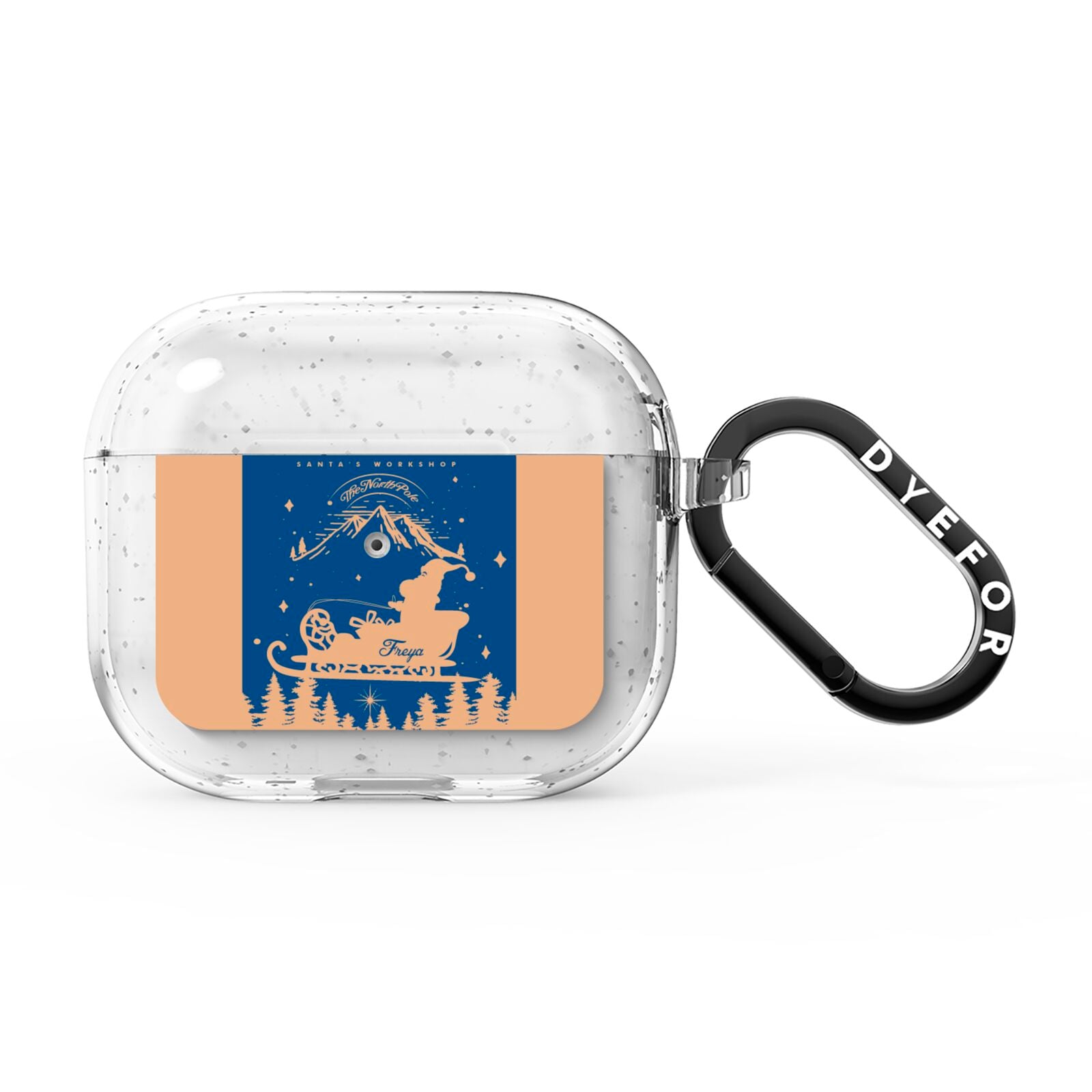 Blue Santas Sleigh Personalised AirPods Glitter Case 3rd Gen