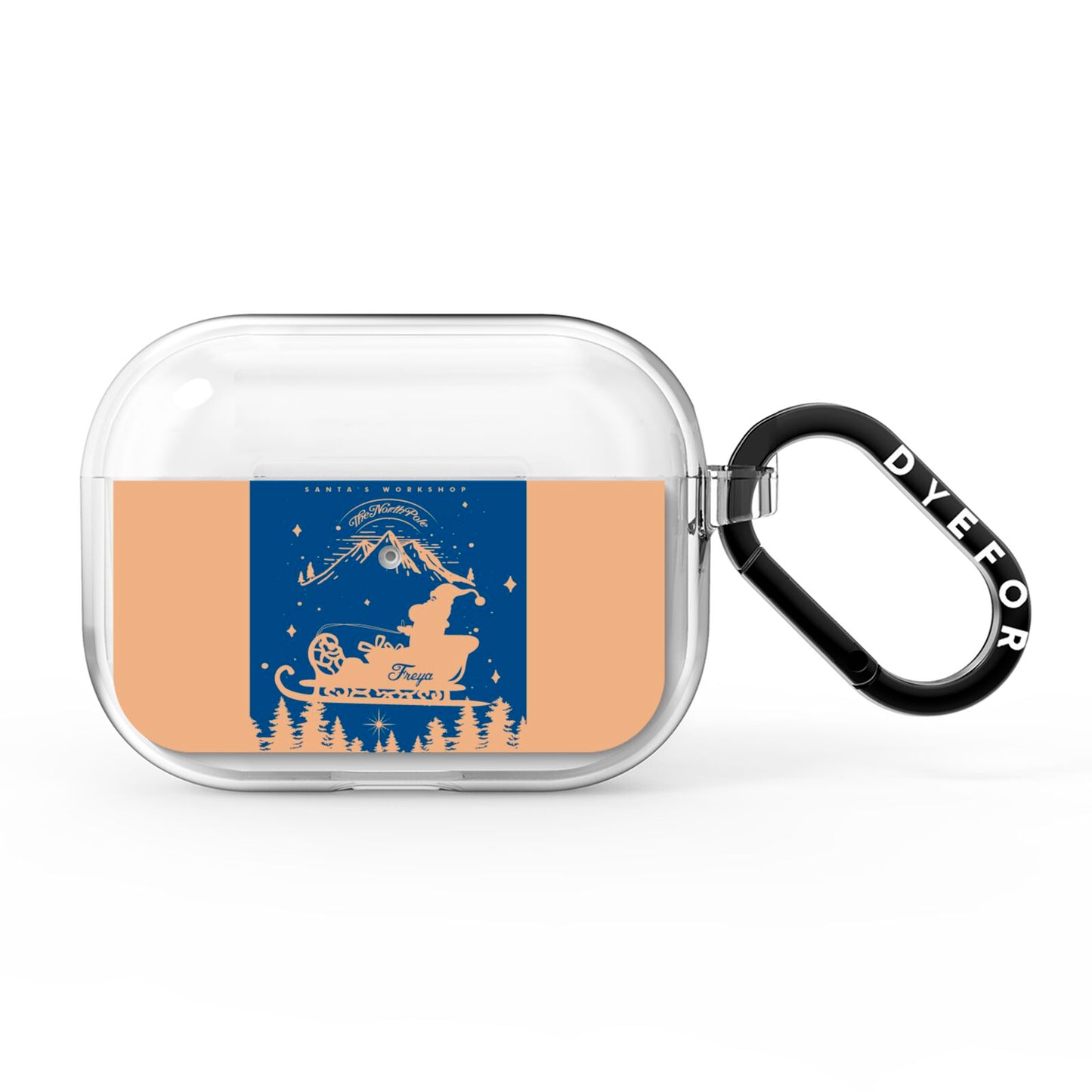 Blue Santas Sleigh Personalised AirPods Pro Clear Case