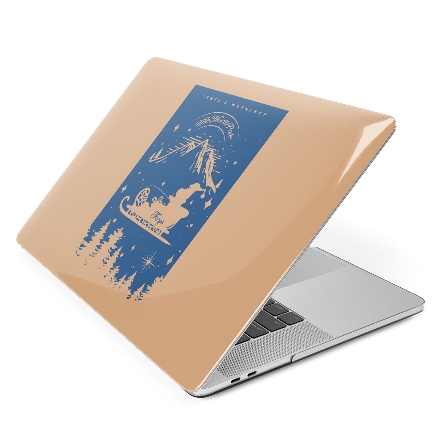 Blue Santas Sleigh Personalised Apple MacBook Case Side View