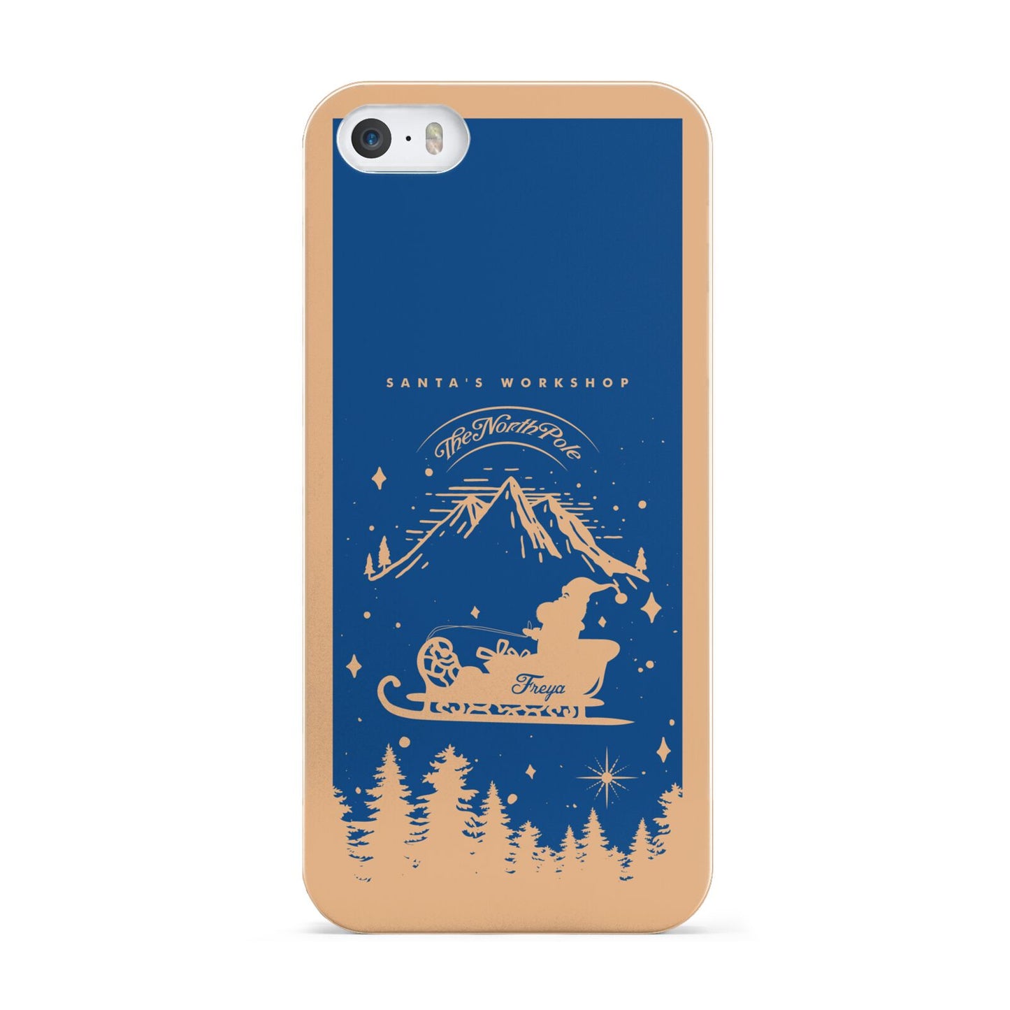 Blue Santas Sleigh Personalised Apple iPhone 5 Case