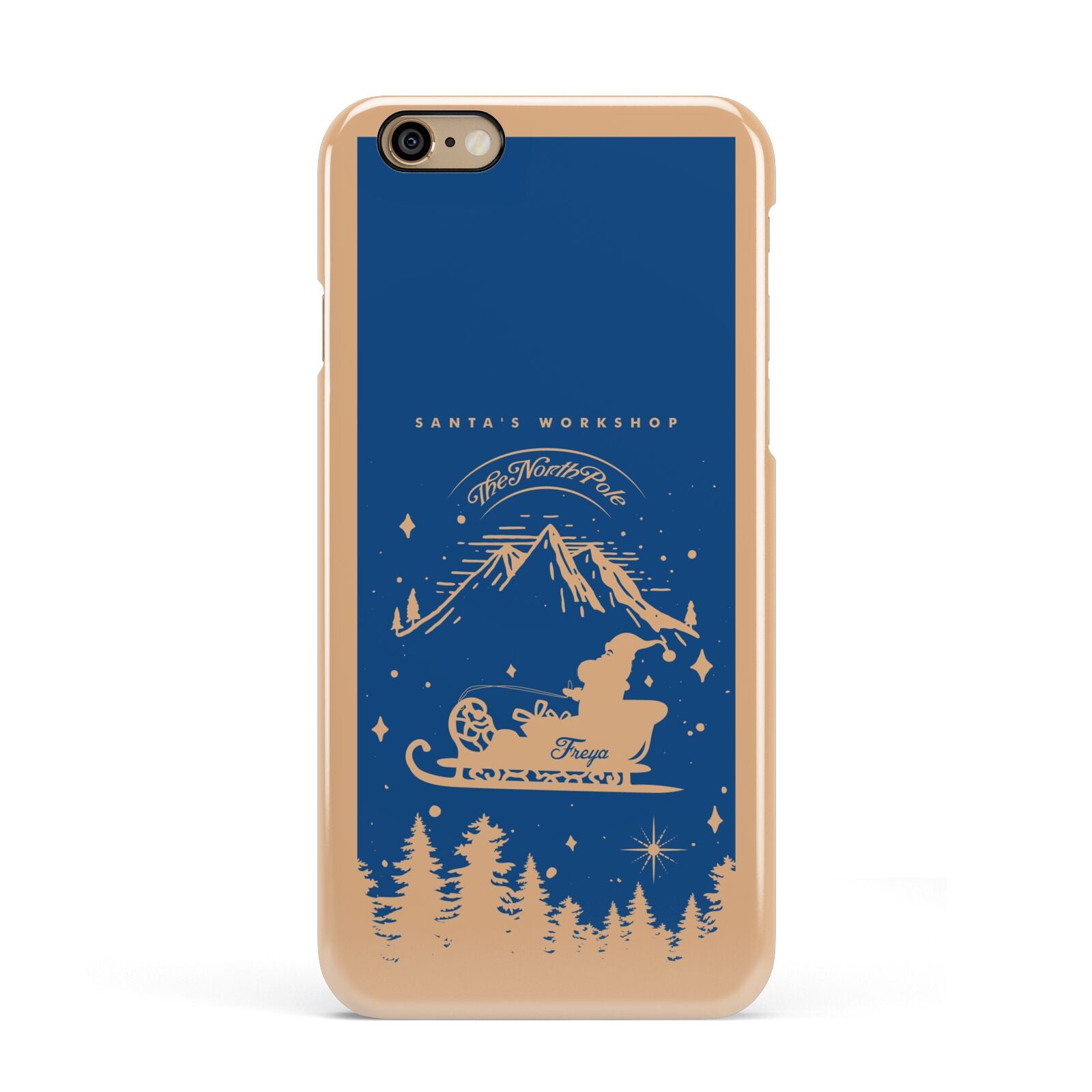 Blue Santas Sleigh Personalised Apple iPhone 6 3D Snap Case