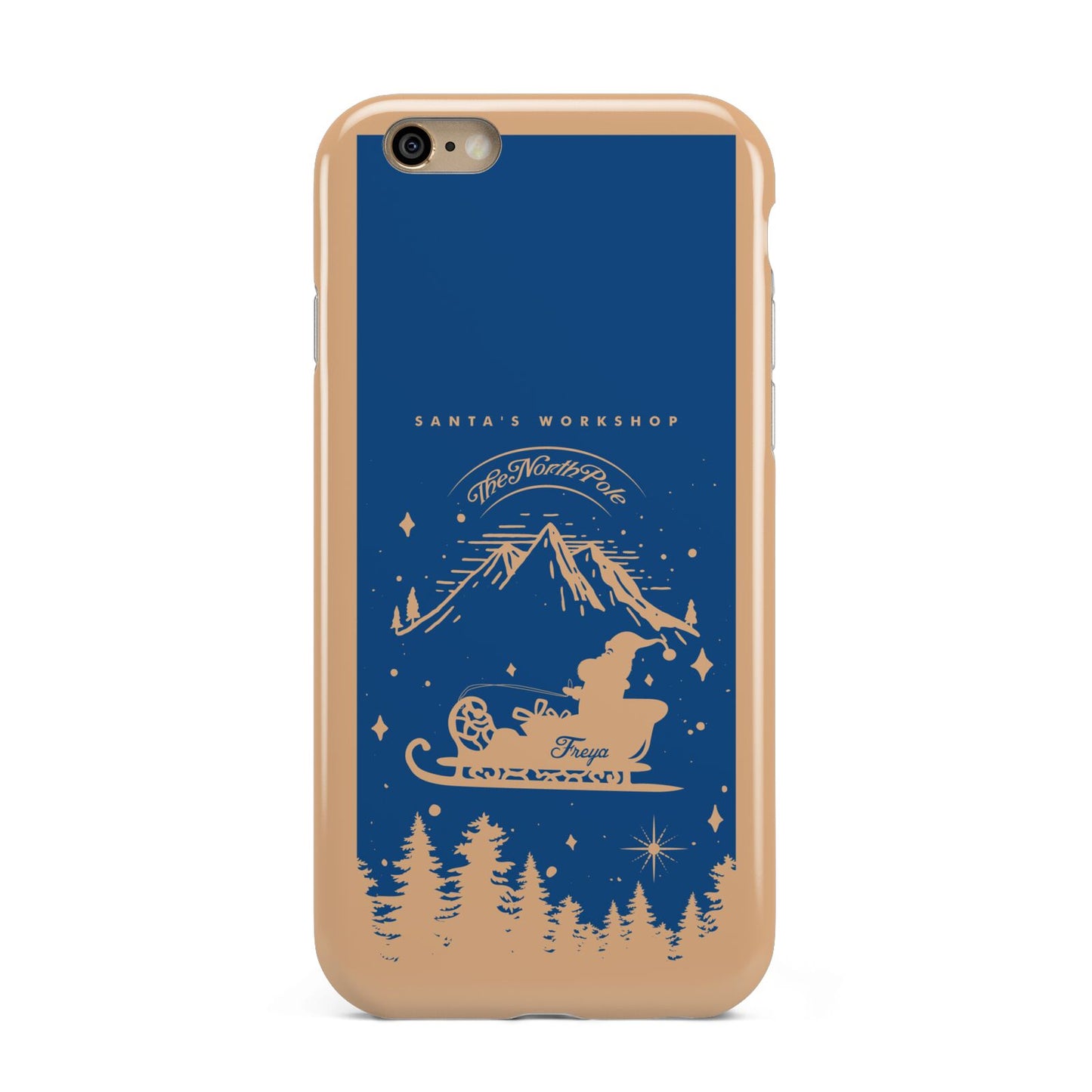 Blue Santas Sleigh Personalised Apple iPhone 6 3D Tough Case