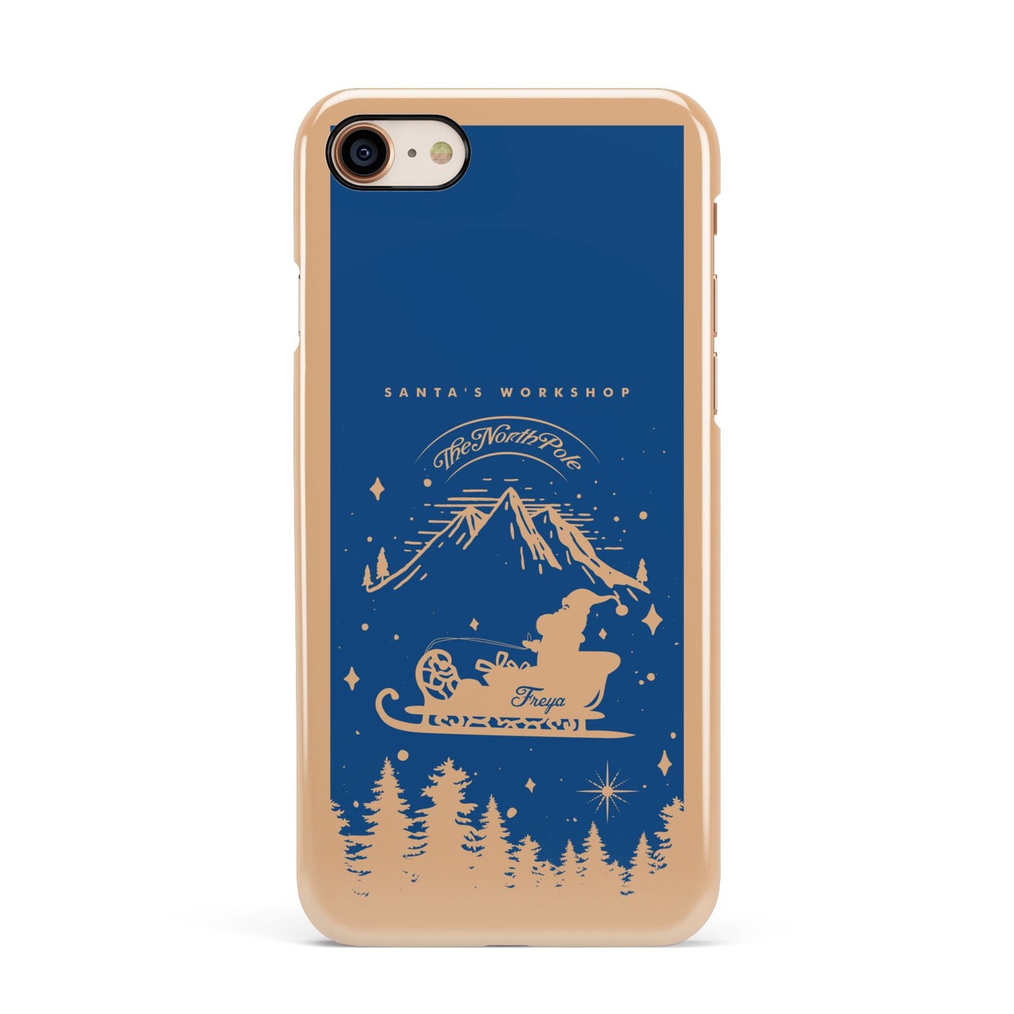 Blue Santas Sleigh Personalised Apple iPhone 7 8 3D Snap Case