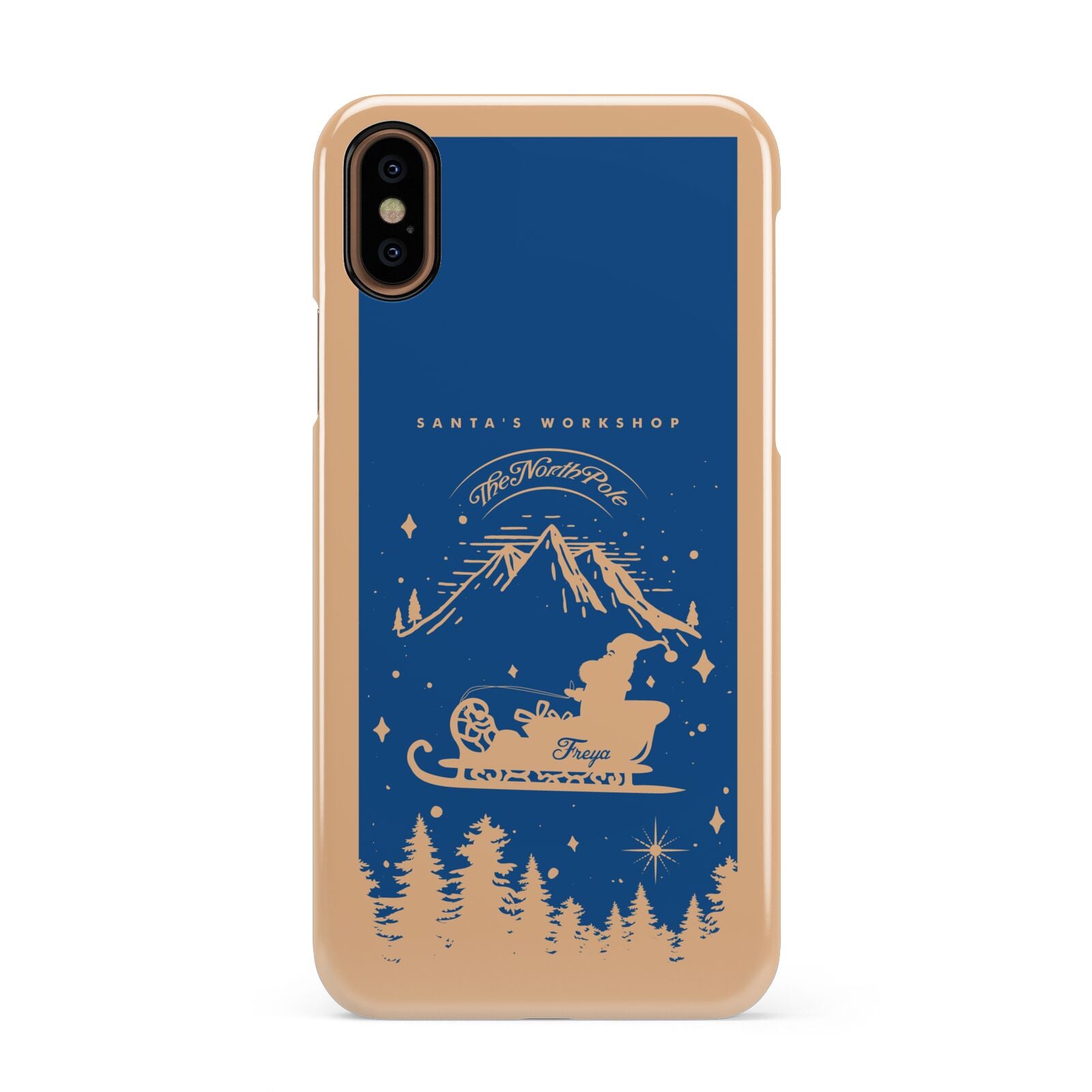 Blue Santas Sleigh Personalised Apple iPhone XS 3D Snap Case