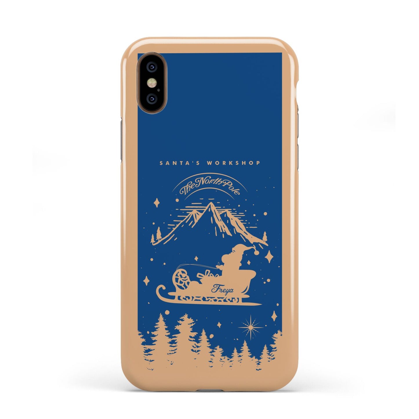 Blue Santas Sleigh Personalised Apple iPhone XS 3D Tough