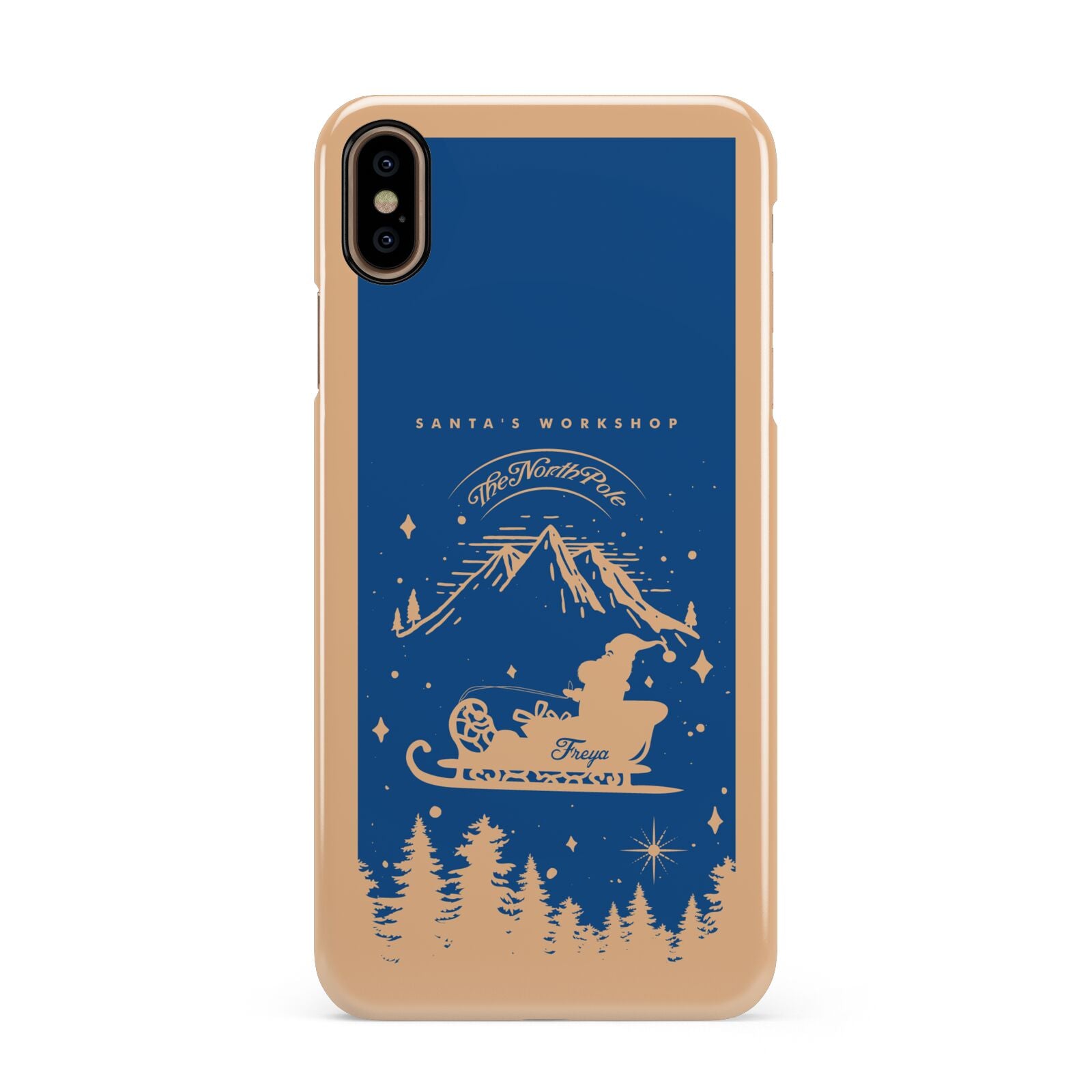 Blue Santas Sleigh Personalised Apple iPhone Xs Max 3D Snap Case