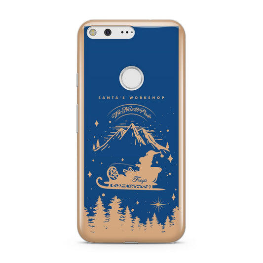 Blue Santas Sleigh Personalised Google Pixel Case