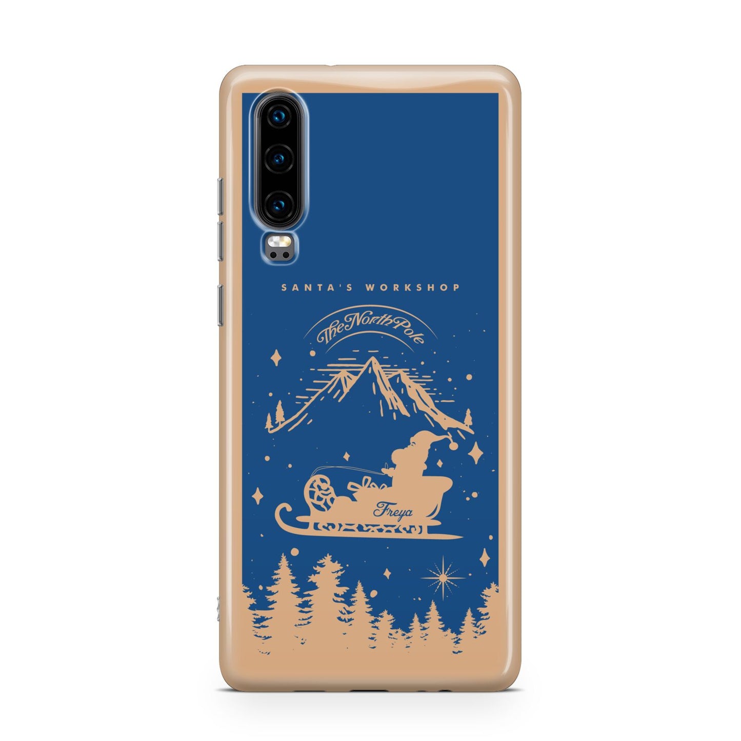 Blue Santas Sleigh Personalised Huawei P30 Phone Case