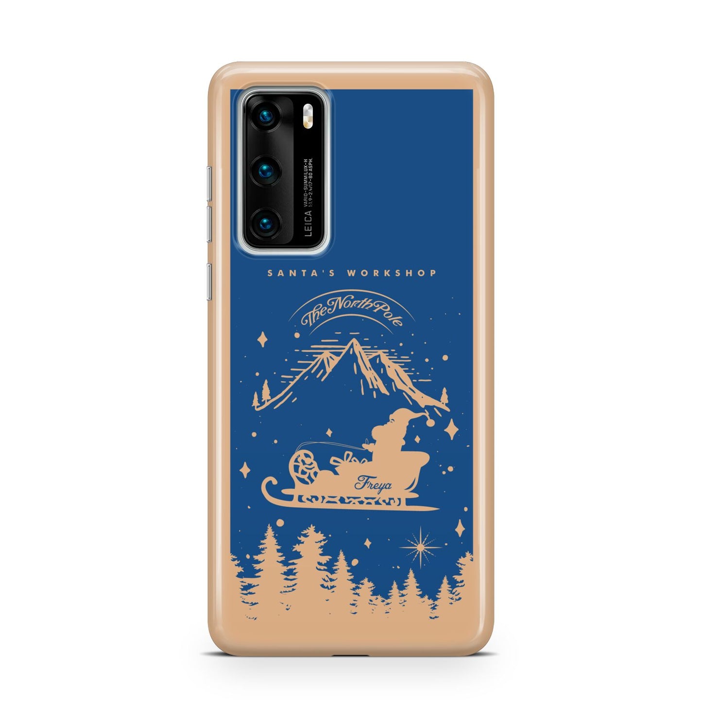 Blue Santas Sleigh Personalised Huawei P40 Phone Case